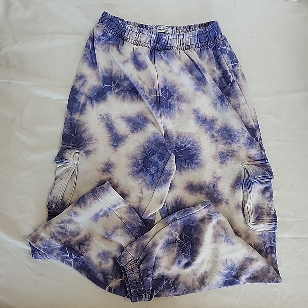 Primark Youth 13-14 Yrs Purple Tie Dye Joggers With Cargo Pockets‎